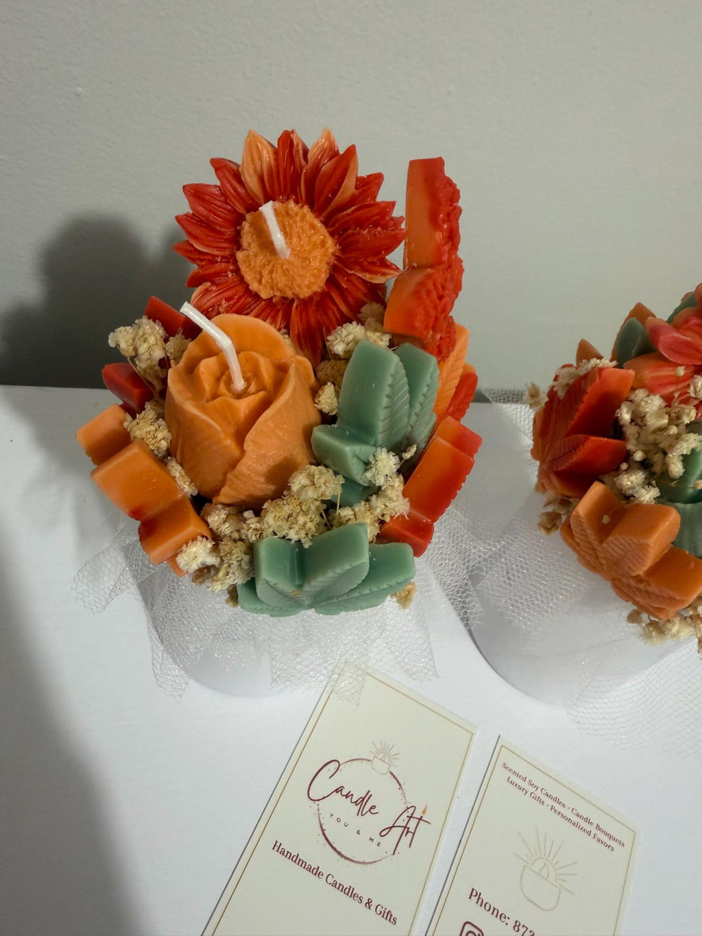 Mini bouquet d'automne en cire | Fall Mini Wax Flower Bouquet | Tournesol, roses | Bougie soja fait main Canada