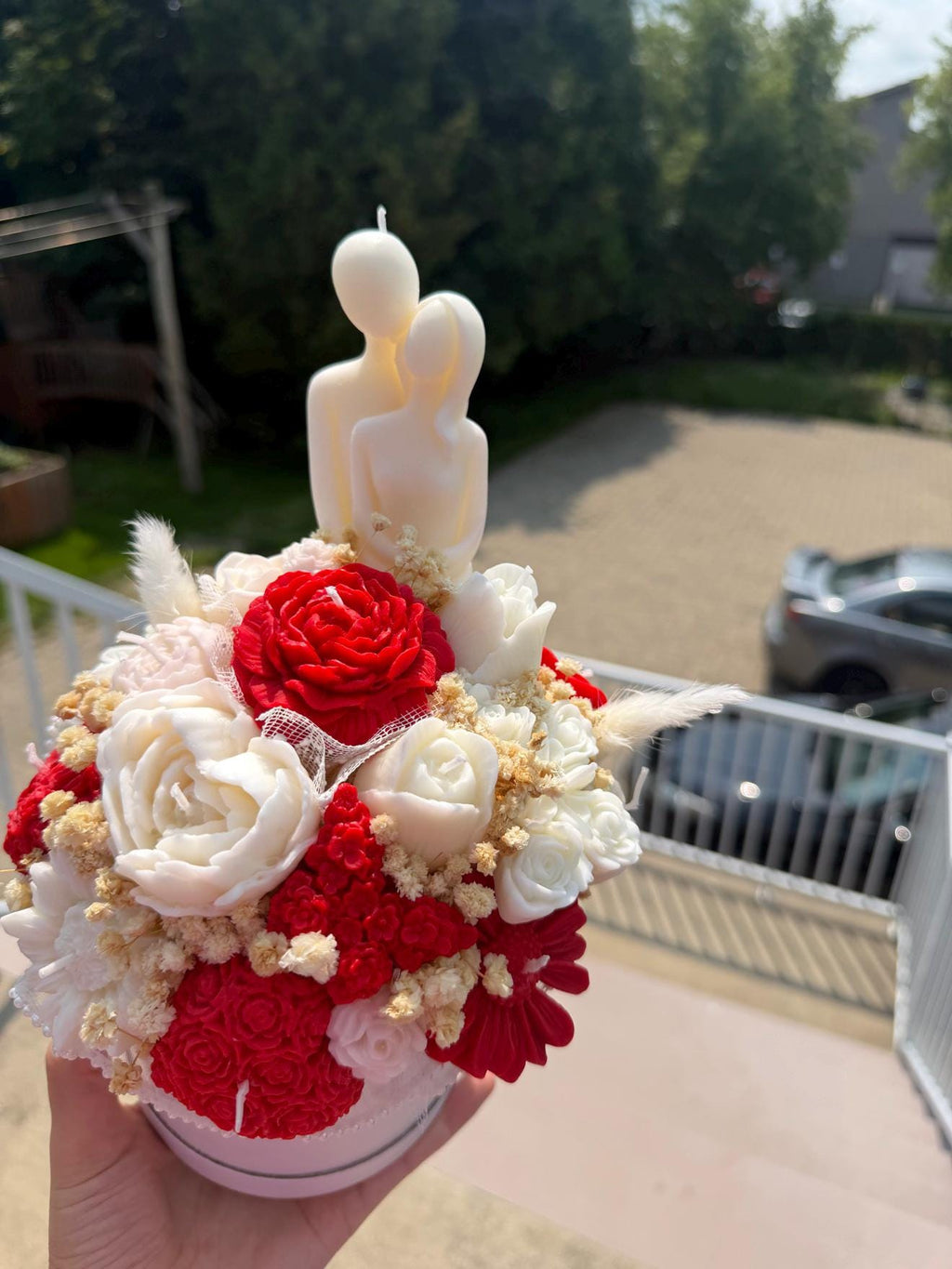 Bouquet des amoureux en cire | Lovers Candle Bouquet | Roses rouges soja fait main | Romantic Handmade Gift