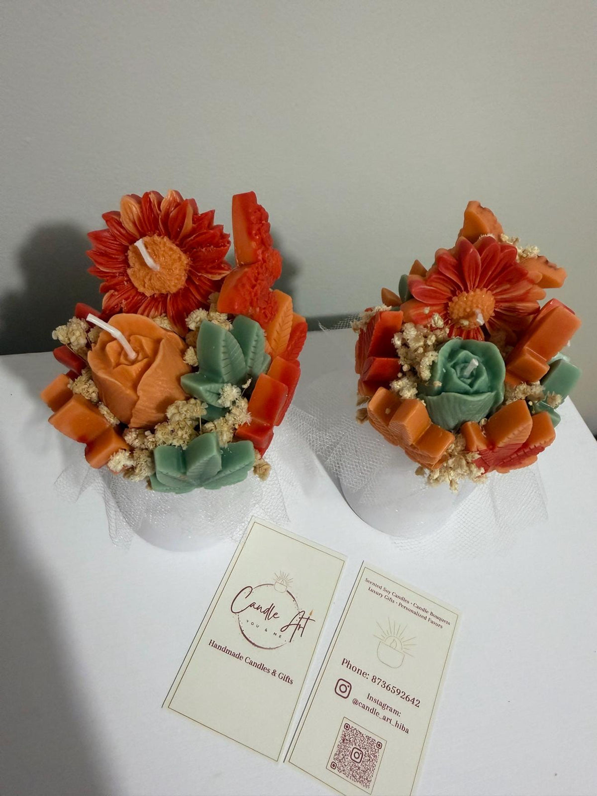 Mini bouquet d'automne en cire | Fall Mini Wax Flower Bouquet | Tournesol, roses | Bougie soja fait main Canada