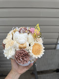Bouquet ourson blanc en cire | White Teddy Bear Candle Bouquet | Bougies fleurs soja fait main | Handmade Gift Canada