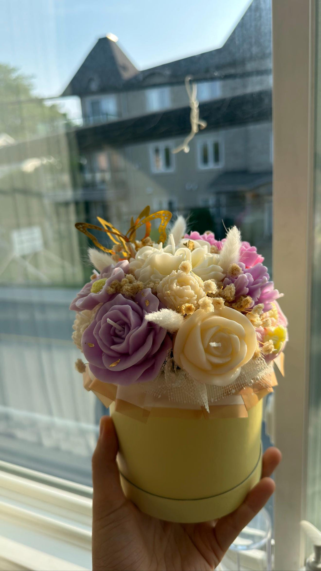 Grand bouquet de fleurs en cire | Large Wax Flower Bouquet | Bougies soja fait main | Handmade Candle Gift Canada