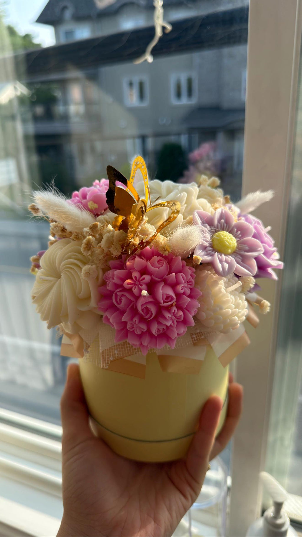Grand bouquet de fleurs en cire | Large Wax Flower Bouquet | Bougies soja fait main | Handmade Candle Gift Canada