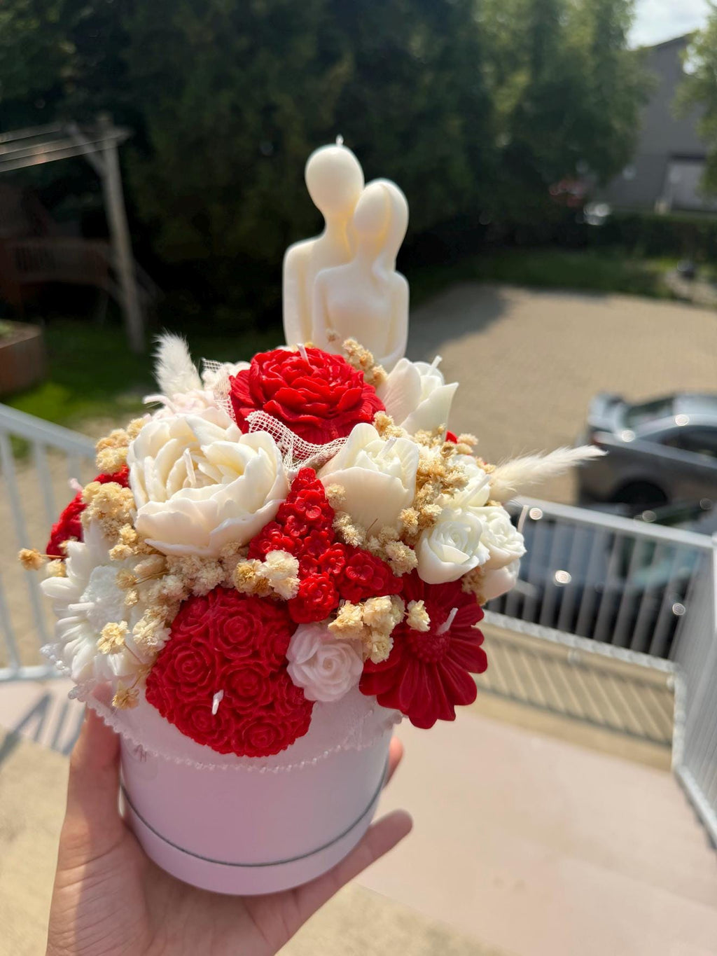 Bouquet des amoureux en cire | Lovers Candle Bouquet | Roses rouges soja fait main | Romantic Handmade Gift