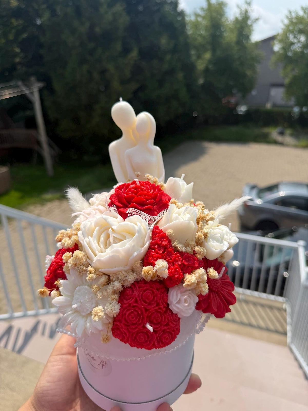 Bouquet des amoureux en cire | Lovers Candle Bouquet | Roses rouges soja fait main | Romantic Handmade Gift