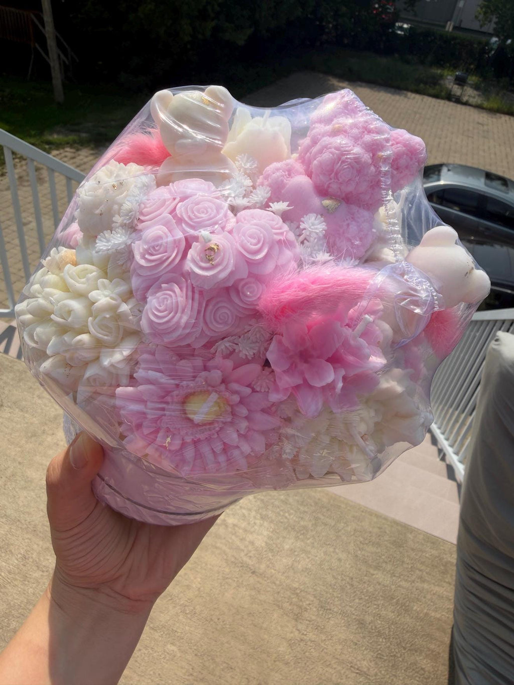 Bouquet ourson en cire | Teddy Bear Candle Bouquet | Bougies fleurs soja fait main | Handmade Gift Canada