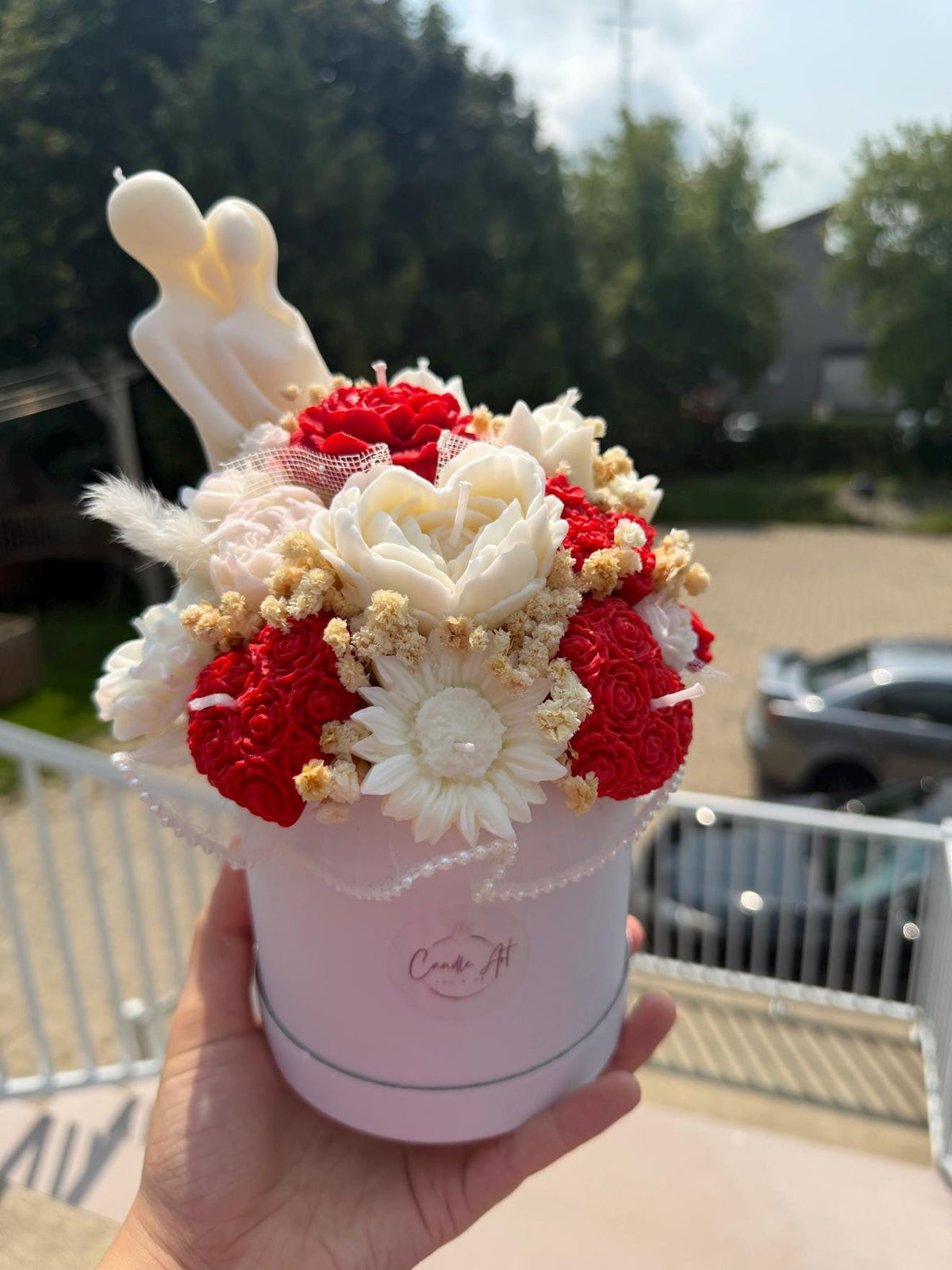 Bouquet des amoureux en cire | Lovers Candle Bouquet | Roses rouges soja fait main | Romantic Handmade Gift