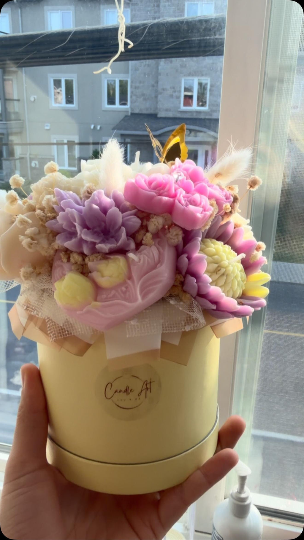 Grand bouquet de fleurs en cire | Large Wax Flower Bouquet | Bougies soja fait main | Handmade Candle Gift Canada