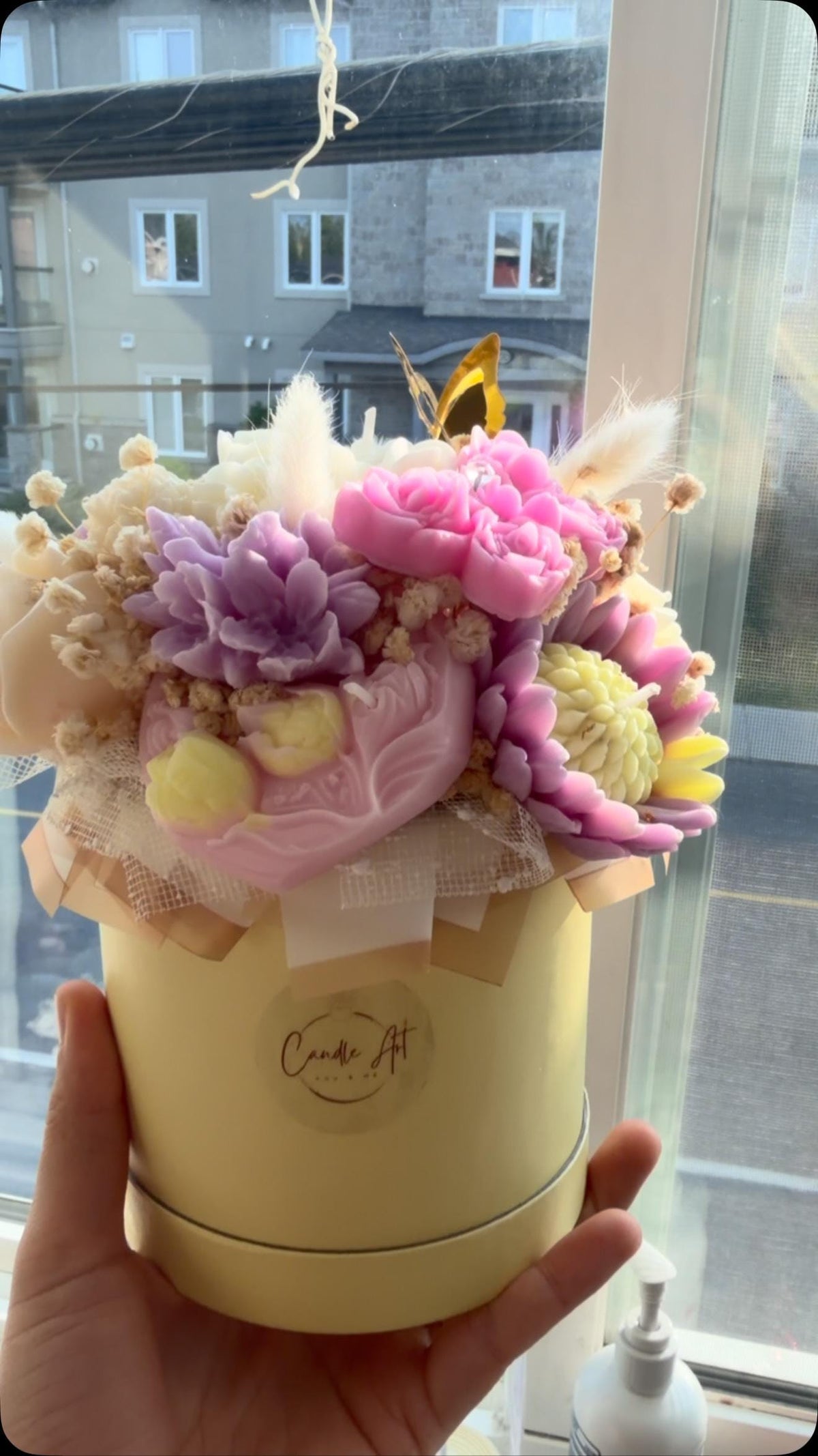 Grand bouquet de fleurs en cire | Large Wax Flower Bouquet | Bougies soja fait main | Handmade Candle Gift Canada
