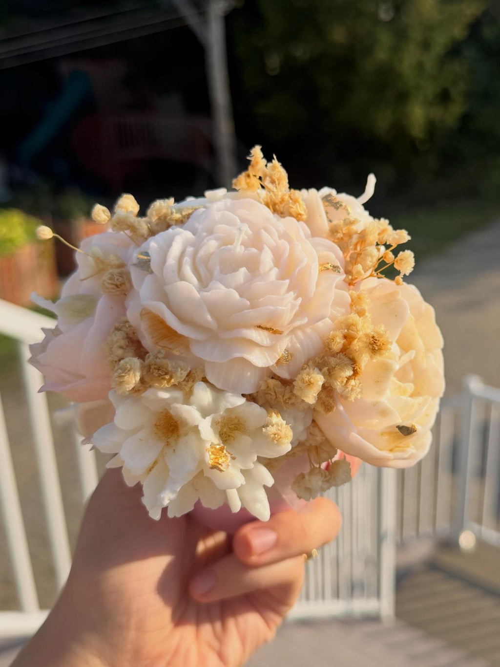 Petit bouquet de fleurs en cire | Mini Wax Flower Bouquet | Bougie soja fait main Canada | Handmade Soy Candle Gift