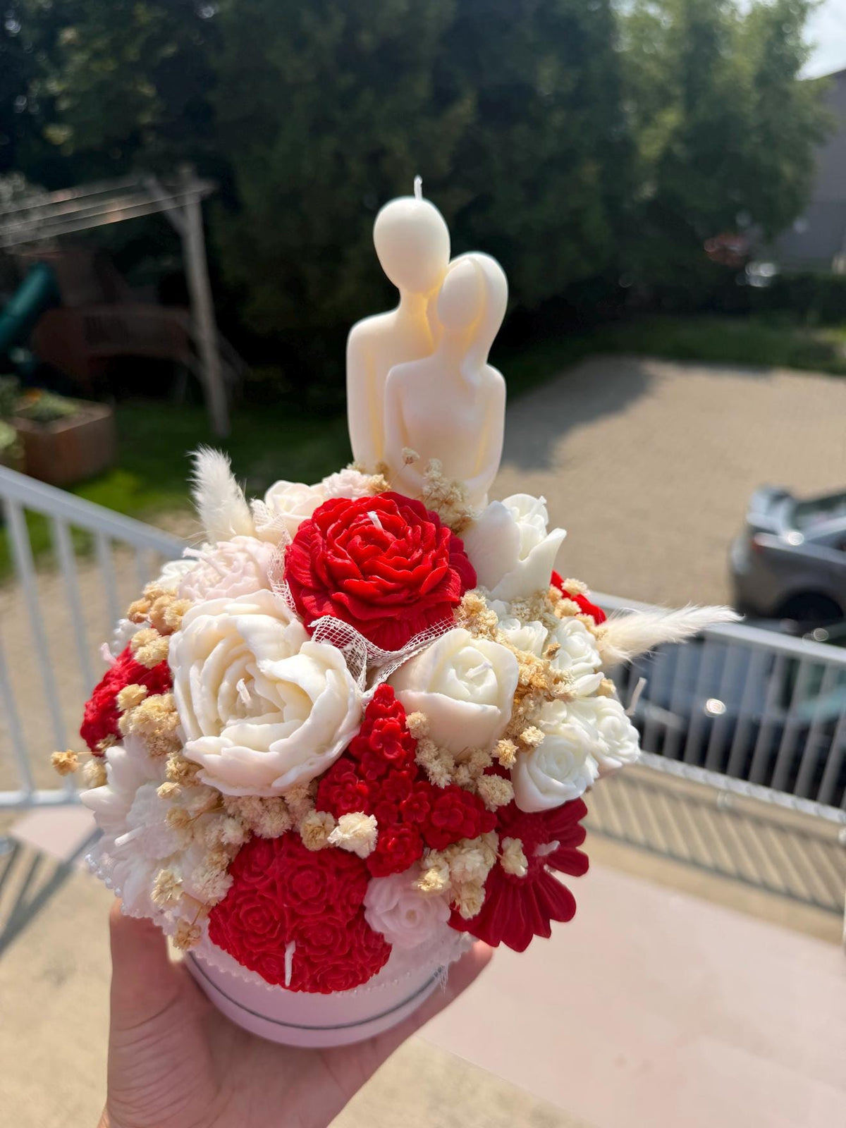 Bouquet des amoureux en cire | Lovers Candle Bouquet | Roses rouges soja fait main | Romantic Handmade Gift